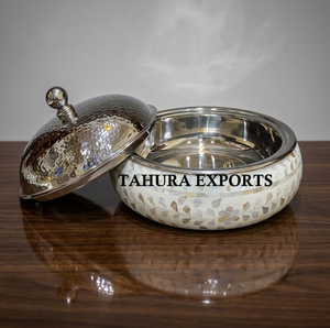 Best Selling Exquisite Mother Of Pearl Stainless Steel Casserole With Pearl Inspired Detailing For Sophisticated Meal Service - Product Image 6