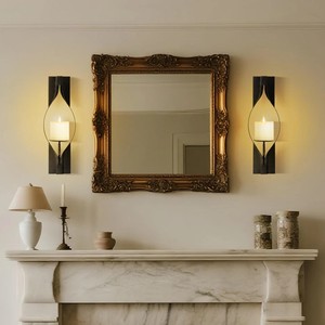 Ensemble de appliques murales en métal noir luxueuses, design sculpté élégant, construction durable, éclat ambiant chaleureux pour une décoration intérieure élégante - Product Image 5