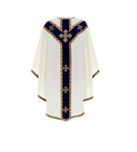 Túnicas de clérigo estilo Wesley azul marino al por mayor, uniforme de iglesia con cruz, sotanas bordadas de Cordero de Dios, vestimentas de misa personalizadas - Product Image 2