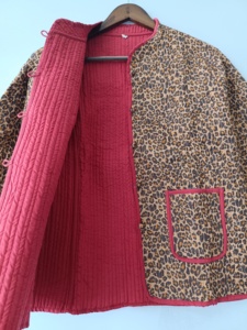 Floral <b>Quilted</b> Reversible <b>Jacket</b>: Indian Block Print Cotton - Product Image 2