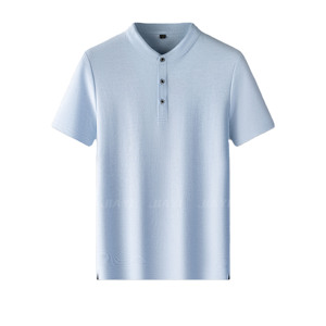 Men's 100% Cotton Short Sleeve Knitted Casual Solid Anti-Wrinkle Button Front Regular Fit <b>Shirt</b> 220g Fabric - Product Image 5