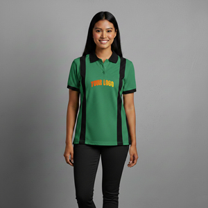 High quality Slim Fit Breathable quick Dry Women's Polo Shirt 2 color with black stripes Custom printed logo hip hop ladies polo - Product Image 1