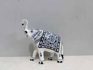 NIRMALA HANDICRAFTS Handcrafted Blue Pottery Aluminum <b>Elephant</b> Statue | Art Deco Animal <b>Decorative</b> Home Figurine | Indian Art - Product Image 4