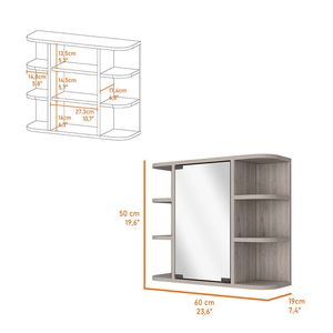 Armadietto per medicinali Valdez a sei ripiani con specchio per riporre oggetti in bagno - Product Image 3