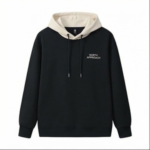 Sweat-shirt décontracté surdimensionné pour homme North Approach, en coton noir French Terry, avec logo imprimé sur le devant, idéal pour l'automne - Product Image 1