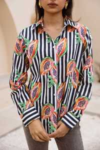 Nueva Camisa Elegante Vintage para Mujer, Estampado Tropical Multicolor, Cuello con Botones, Talla Grande, 100% Algodón, Precio al por Mayor OEM ODM - Product Image 4