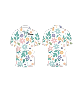 เสื้อโปโลผู้ชายลายดอกพาสเทล พิมพ์ลายทั้งตัว แขนสั้น สไตล์ลำลอง สำหรับเล่นกอล์ฟ - Product Image 3