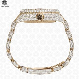 Montre de luxe pour homme Charm Jewels, boîtier en acier inoxydable de 40 mm, incrustée de diamants, mouvement mécanique analogique, date automatique, bouton poussoir - Product Image 5