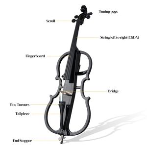 Violoncello Elettrico Professionale 4/4 con Custodia, Arco, Resina, Auricolari e Cavo di Collegamento (Fondo e Fasce in Acero) - Product Image 6