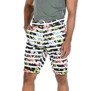 Shorts de bain personnalisés pour hommes, en tissu tricoté imprimé, avec ceinture élastique, pour la plage, vente en gros OEM - Product Image 1