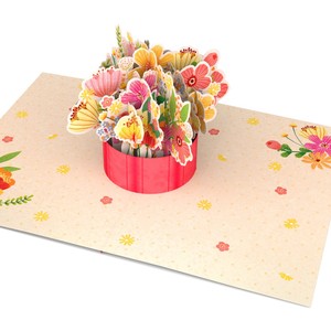 กล่องดอกไม้สีชมพู การ์ดทำมือ ธีมสำหรับการ์ดเชิญวันเกิด การ์ดอวยพรแบบป๊อปอัพ 3 มิติ วัสดุการ์ดอวยพร การ์ดอวยพร 3 มิติ - Product Image 1