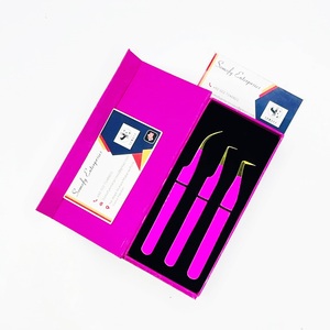 Somofy Enterprises Eyelash Tweezers Set Stainless Steel Precision Durable Anti-Static 10mm Length <b>Tools</b> <b>Pink</b> <b>Box</b> Packaging - Product Image 4