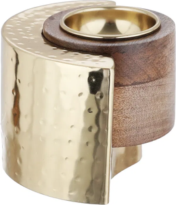 Modern Wood and Metal Incense Burner Bulk Luxury Mango Wood Bakhoor Censer with <b>Hammered</b> Gold Finish <b>Frame</b> and Metal Liner - Product Image 2