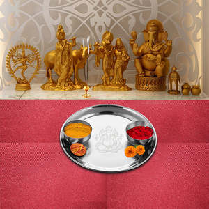Ganesh Stainless Steel Pooja Thali Set Elegant <b>Dinnerware</b> Sets - Product Image 1