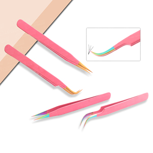 Pinces à cils professionnelles multifonctionnelles avec logo personnalisé, couleur rose, antistatiques, pointes ultra fines, outils pour cils 3D - Product Image 3