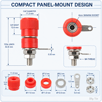 Connecteur industriel de borne de machine à souder à montage sur panneau M4, type banane 4 mm JS-910B, rouge et noir, en stock