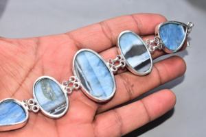 Premium Grade Blue <b>Opal</b> <b>Bracelet</b> Silver Plated Blue <b>Opal</b> <b>Bracelets</b> Jewelry - Product Image 4
