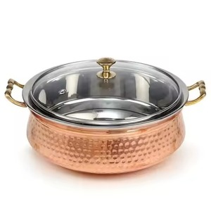 Casserole en cuivre avec couvercle et poignée en acier inoxydable, compatible four, gaz et plaques à induction, design minimaliste durable - Product Image 5