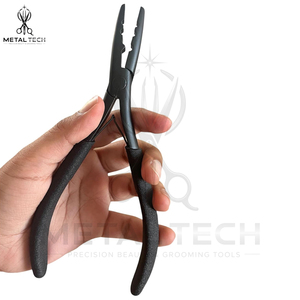 Pince de retrait d'extensions capillaires noire mate antidérapante à prise souple, multi-cannelures, pour micro-anneaux, outil de salon, directement de l'usine - Product Image 3