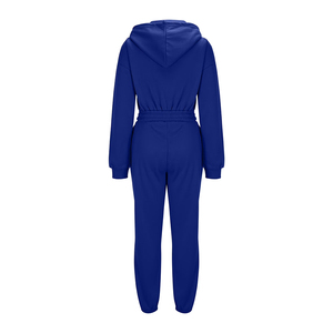 Conjunto Deportivo de Chándal Azul con Capucha para Mujer, Chándal Completo con Cremallera, Ropa Deportiva, Ropa de Gimnasio, Chándal de Corte Regular - Product Image 2