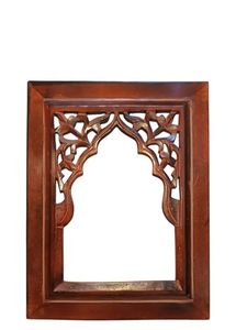 Handcrafted <b>Moroccan</b> Wooden Wall <b>Mirror</b> Decorative Carved Frame Accent <b>Mirror</b> for Home Decor - Product Image 1