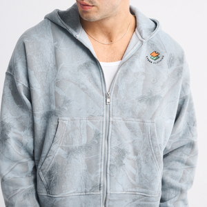 Sweat-shirt à capuche zippé pour homme, coupe courte, tie-dye, en molleton bouclette, style oversize, décontracté, pour l'hiver - Product Image 3