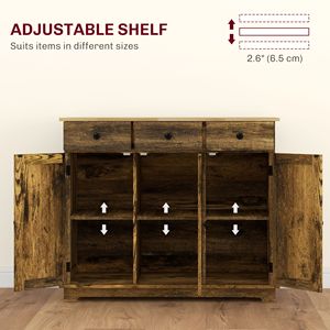 Mobiletto da Cucina Grande 40 Pollici, Credenza Marrone con Cassetti Multipli e Ripiano Regolabile - Product Image 5