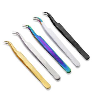 Pinces à épiler professionnelles en acier inoxydable avec grip diamanté pour extensions de cils, logo personnalisé, pinces à cils individuelles avec logo personnalisé - Product Image 3