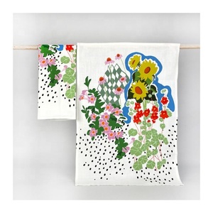 Sublimation de haute qualité à la mode Floral brodé Golf cuisine GOTS certifié coton biologique durable 45X66 torchons - Product Image 1