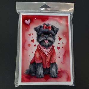 Affenpinscher My Valentine Tarjetas de felicitación Whimsical A7 Tamaño 5x7 Tarjetas de notas en blanco Paquete de 8 con sobres - Product Image 3