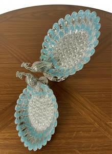 Silver and <b>Blue</b> Peacock Design Decorative <b>Bowl</b> Perfect for Festival Decor Gifting and Wedding Table Display From India - Product Image 3