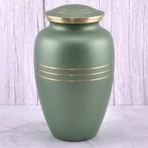 <b>Red</b> and Gold Horizontal Stripes Brass Adult Cremation Urn with matte surface for Human Ashes, Funeral Memorial Urn - Product Image 5