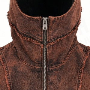 Custom Winter Heavyweight Acid Wash Zip Hoodie Unisex Sun Faded <b>Distressed</b> Embroidery Vintage Tracksuits Cotton Apparels - Product Image 4