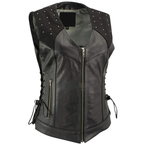 High Quality Women <b>Leather</b> <b>Vest</b> Genuine Cowhide Slim Fit Waistcoat Ladies <b>Biker</b> Motorcycle Sleeveless Jacket Tops For Sale - Product Image 5