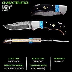 Cuchillo de Caza Damasco Hecho a Mano DIY, Hoja Fija, para Supervivencia al Aire Libre y Camping, con Mango de Madera y Resina, Logotipo Personalizado OEM ODM - Product Image 5