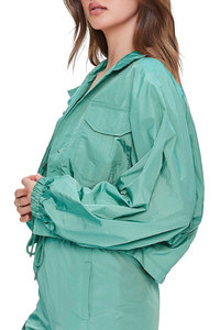 Conjunto Deportivo Casual para Mujer, Chaqueta y Pantalones Cargo Verdes, Manga Larga, Corte Regular, Cuello con Capucha, Transpirable, Ecológico, 100% - Product Image 3