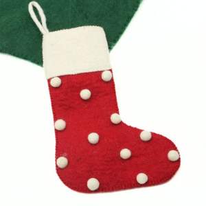 ถุงเท้าคริสต์มาสทำมือคุณภาพสูงจากผ้าขนสัตว์เป็นมิตรกับสิ่งแวดล้อม พร้อมดีไซน์ตามสั่ง - สีแดงและสีขาว - Product Image 4