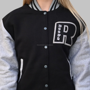 Chaqueta de béisbol con zócalo bordado con letras de elemento de llama Vintage de lana de algodón, chaqueta universitaria informal para parejas para hombres y mujeres - Product Image 6