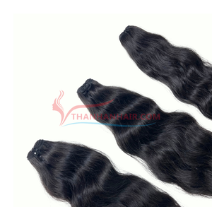 Gran oferta 2025 cabello humano vietnamita sedoso Natural ondulado máquina trama Remy grado extensiones de cabello tejido - Product Image 1