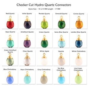 Joyería encontrar pequeña pera Aqua cuarzo piedra preciosa DIY conector 18K chapado en oro sola fianza fabricación de joyas encanto fabricación de conectores - Product Image 2