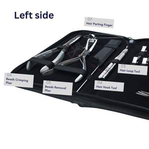 Kit de herramientas para extensiones de cabello con aguja de bucle, enhebrador, pinzas de estilismo, peine y alicates de acero inoxidable en estuche de salón - Product Image 4