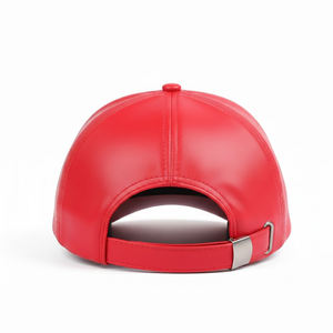 Gorra Deportiva de Alta Calidad, 6 Paneles, Roja, de Cuero Sintético Ajustable, Estilo Urbano, con Logotipo Personalizado, Gorra Deportiva de Cuero PU - Product Image 4
