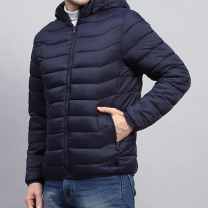 New Arrival Hot Sale 2025 Customized Logo Printing High Quality Men Best Design Light <b>Weight</b> Down Navy Blue Puffer Jacket - Product Image 4