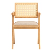 Silla de Comedor Moderna Contemporánea de Madera Negra con Respaldo de Ratán Sintético y Patas Geométricas en Forma de V para Comedor de Apartamento