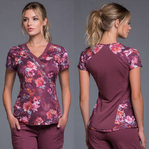 Hauts d'uniformes d'infirmière de qualité supérieure, manches courtes, col en V, chemises de travail pour infirmières - Product Image 4