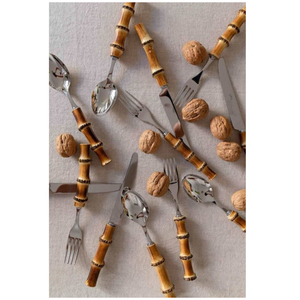 Ensemble de couverts en acier inoxydable de qualité supérieure avec manches en bois de noyer, pour hôtel et maison, comprenant fourchette, cuillère, couteau et baguettes - Product Image 4