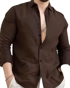 Summer Men's Woven Breathable Stand Collar Solid Color Casual Comfortable Long-Sleeved Shirt from Bangladesh - Product Image 2