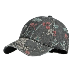 Spring Denim Flower Print Baseball <b>Cap</b> Adjustable Outdoor Snapback Hats for Men and <b>Women</b> - Product Image 6