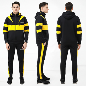 French Terry Men's Heavyweight 100% Cotton Casual Solid Winter Sweat Suit Breathable <b>Hoodie</b> and Jogger Sweatpants Set - Product Image 1