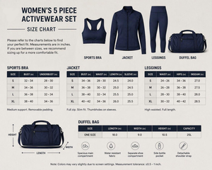 Navy <b>Blue</b> Solid Short 4-Piece Activewear Set Sports <b>Bra</b> Zip Jacket Leggings Duffel Bag Quick Dry & Breathable - Product Image 6